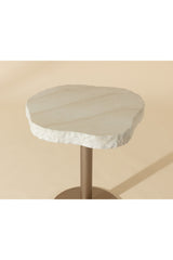 Travertine Look Indoor/Outdoor Bistro Table by Splendido Delmont Outdoor Side Table, alternate view 6