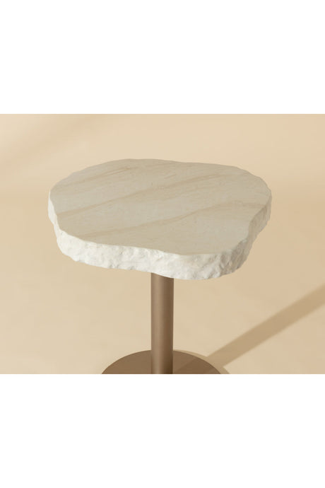 Travertine Look Indoor/Outdoor Bistro Table by Splendido Delmont Outdoor Side Table, alternate view 6
