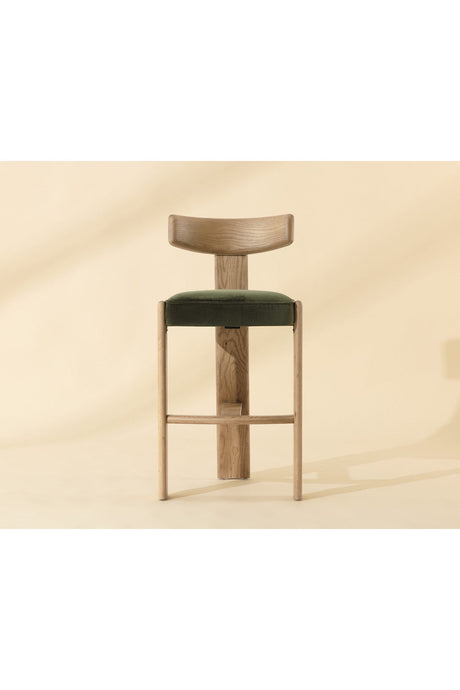 Oak Framed Green Bar Stool by Splendido Horton Barstool, alternate view 7