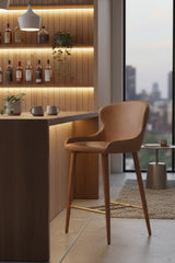 Leather Look Shell Counter Stool by Splendido Evora Barstool, alternate view 2