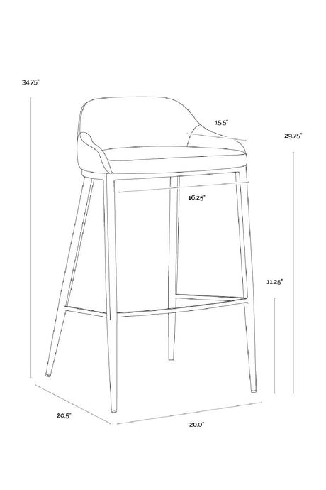 Low-Back Leather Look Bar Stool by Splendido Astra Barstool, alternate view 22