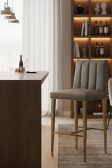 Vertical-Channeled Leather-Look Bar Stool by Splendido Wilbur Barstool, alternate view 15