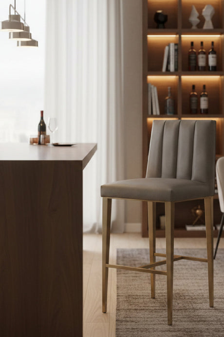 Vertical-Channeled Leather-Look Bar Stool by Splendido Wilbur Barstool, alternate view 15