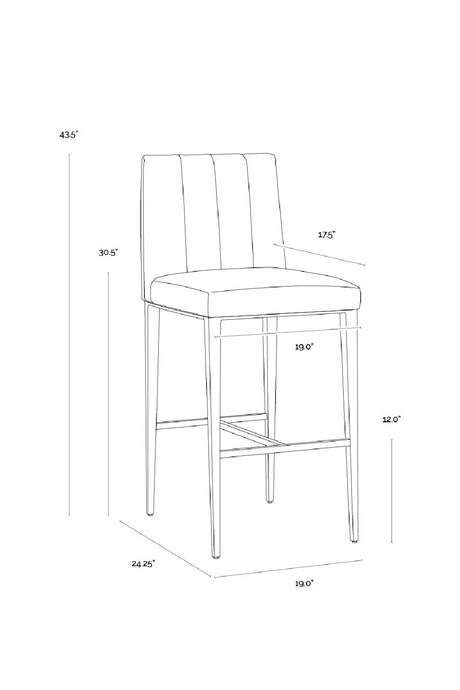 Vertical-Channeled Leather-Look Bar Stool by Splendido Wilbur Barstool, alternate view 23