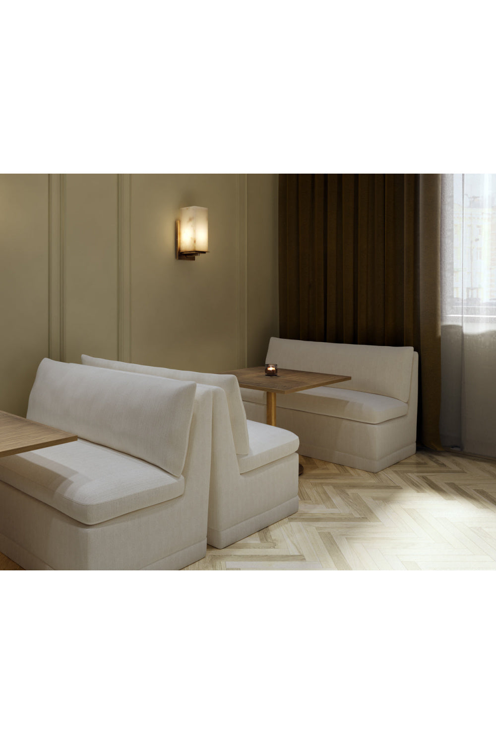 White Rectangular Banquette by Splendido Donatella Bench, alternate view 7