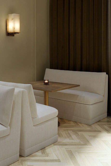 White Rectangular Banquette by Splendido Donatella Bench, alternate view 2
