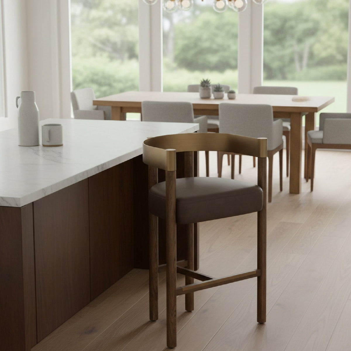 Brown Ash Curved Bar Stool by Splendido Manolo Barstool, alternate view 2