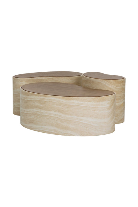 Freeform Travertine-Look Indoor/Outdoor Coffee Table by Splendido Ishiko, alternate view 7
