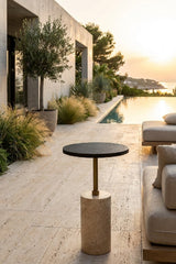 Black Pitted Concrete Indoor/Outdoor End Table by Splendido Saldo Outdoor Side Table, alternate view 2