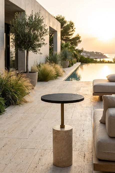 Black Pitted Concrete Indoor/Outdoor End Table by Splendido Saldo Outdoor Side Table, alternate view 2