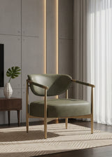 Gold-Framed Leather Lounge Chair by Splendido Heloise Accent Chair, alternate view 14