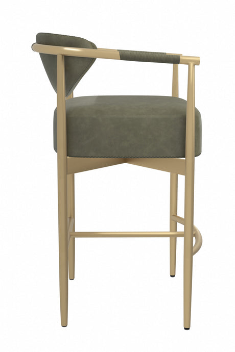 Gold Framed Leather-Look Bar Stool by Splendido Heloise Barstool, alternate view 4
