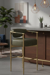 Gold Framed Leather-Look Bar Stool by Splendido Heloise Barstool, alternate view 2
