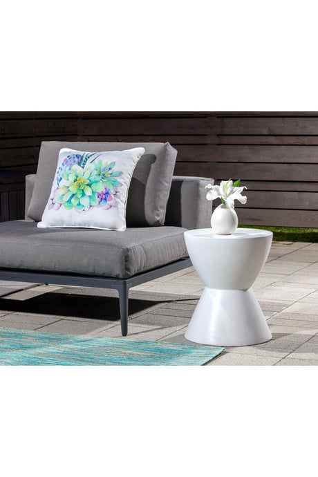 White Hourglass Indoor/Outdoor End Table by Splendido Logan Side Table, alternate view 10