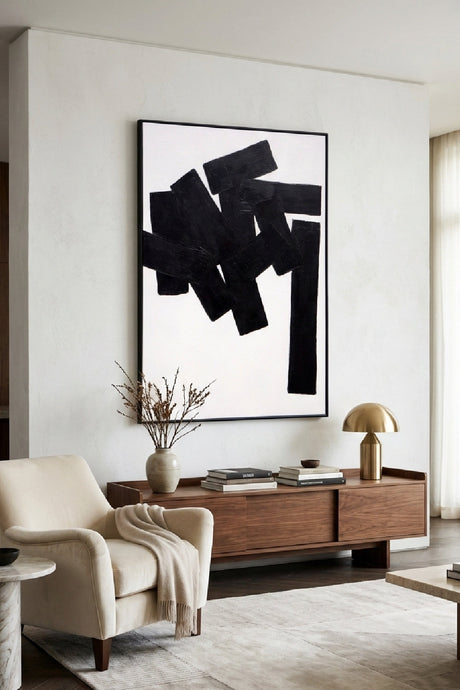 Black Abstract Painting by Splendido Building Blocks Art Print, alternate view 2