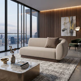 Beige Ribbed Linen Loveseat | Caracole Seta