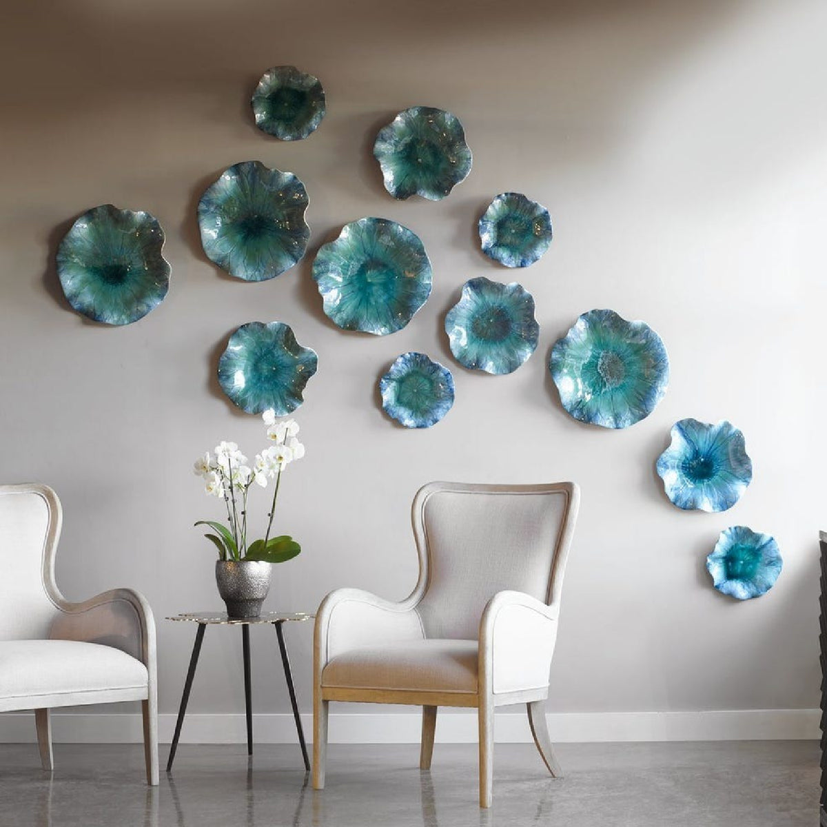Modern European furniture - Ceramic Flowers Indoor/Outdoor Wall Decor Set (3) - www.oroa.com