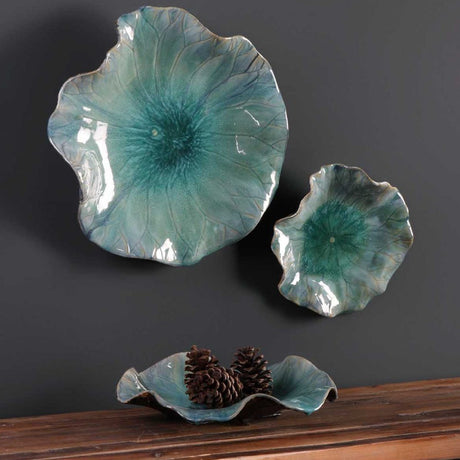 Modern European furniture - Ceramic Flowers Indoor/Outdoor Wall Decor Set (3) - www.oroa.com