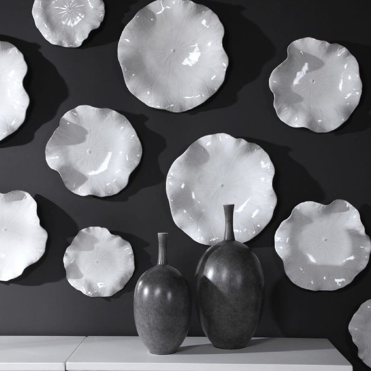 Modern European furniture - Ceramic Flowers Indoor/Outdoor Wall Decor Set (3) - www.oroa.com