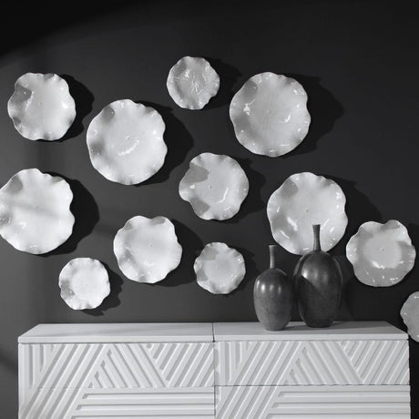 Modern European furniture - Ceramic Flowers Indoor/Outdoor Wall Decor Set (3) - www.oroa.com
