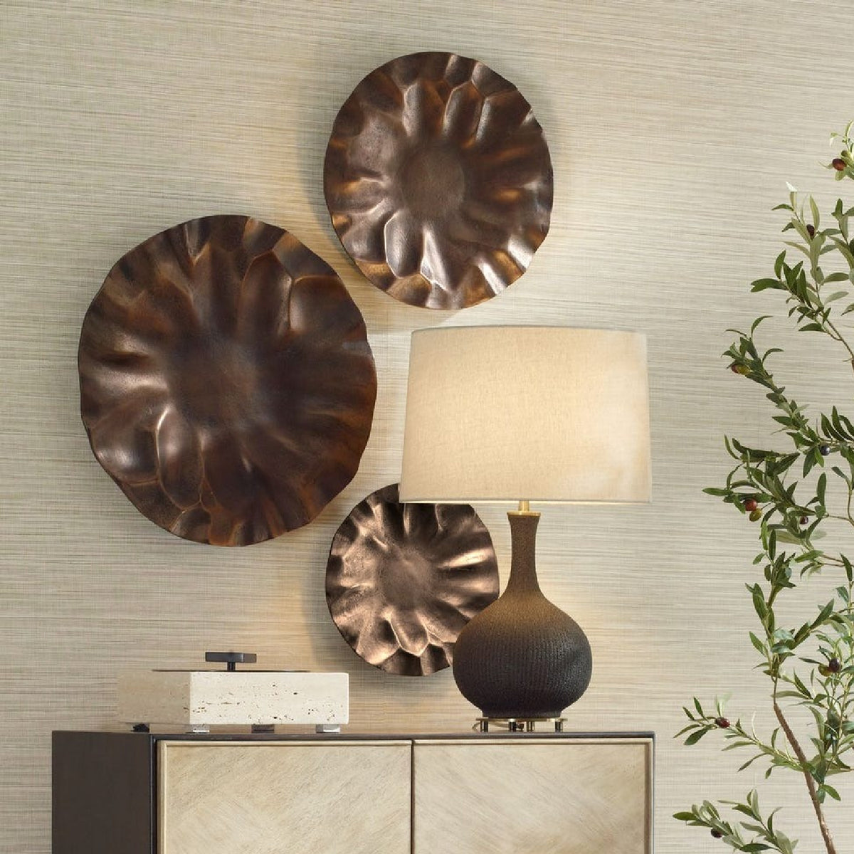 Modern European furniture - Aluminum Discs Indoor/Outdoor Wall Decor Set (3) - www.oroa.com