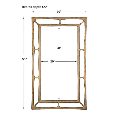 Modern European furniture - Antique Brass Rectangular Mirror - www.oroa.com