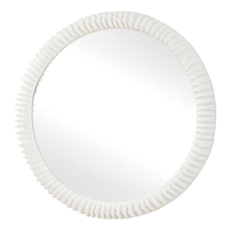 Modern European furniture - White Ceramic Round Mirror - www.oroa.com