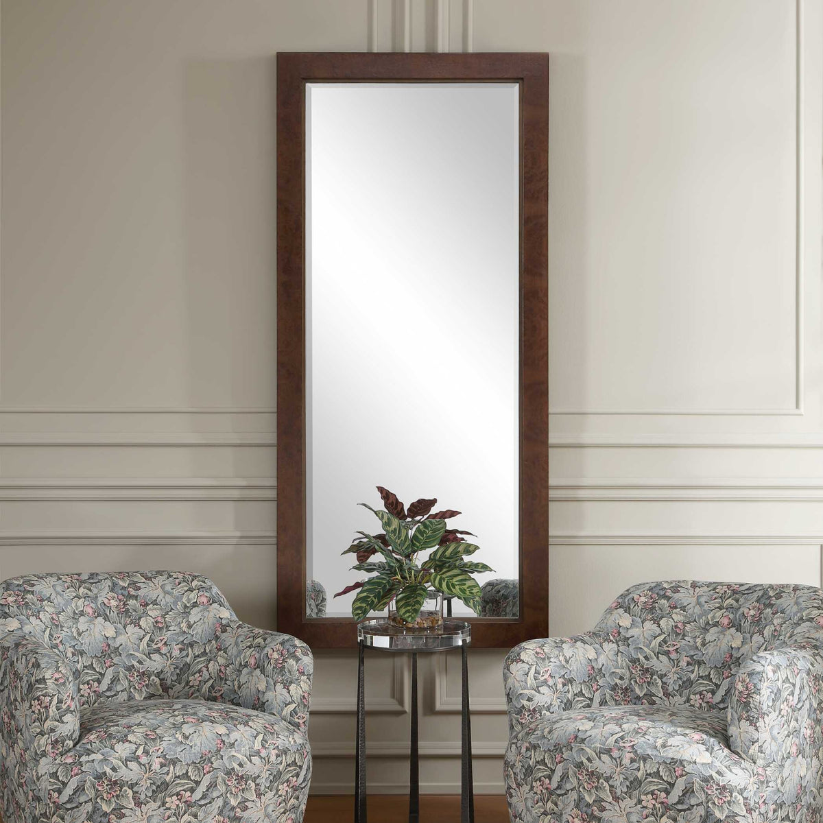 Modern European furniture - Burl Veneer Tall Mirror - www.oroa.com