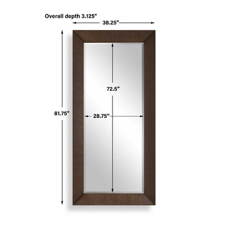 Modern European furniture - Natural Walnut Veneer Tall Mirror - www.oroa.com