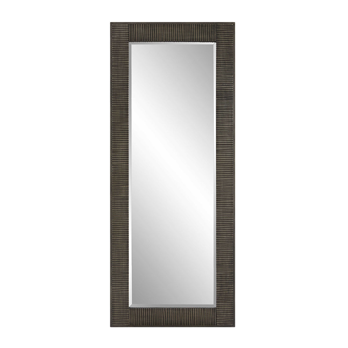 Modern European furniture - Channeled Gray Wood Mirror - www.oroa.com