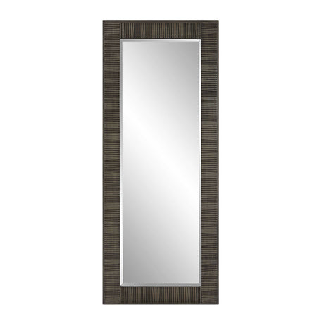 Modern European furniture - Channeled Gray Wood Mirror - www.oroa.com
