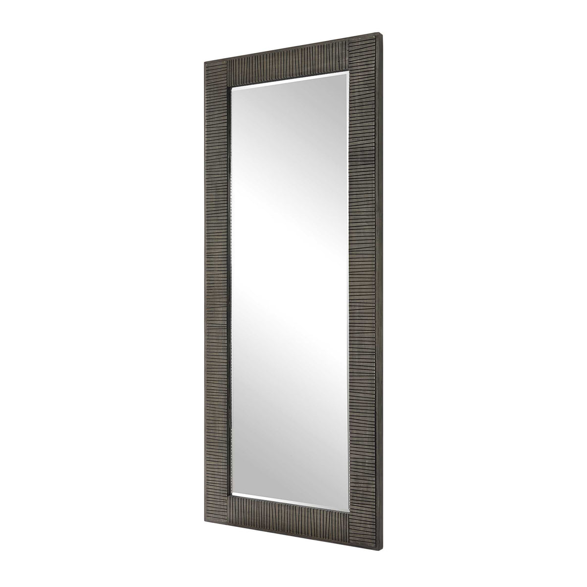 Modern European furniture - Channeled Gray Wood Mirror - www.oroa.com