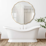Modern European furniture - Gold Scalloped Round Mirror - www.oroa.com