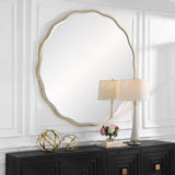 Modern European furniture - Gold Scalloped Round Mirror - www.oroa.com