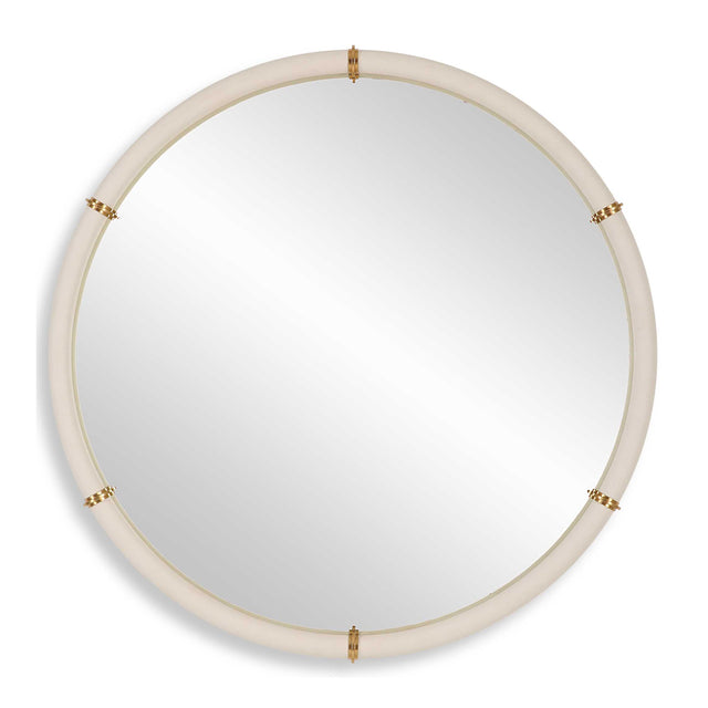 Modern European furniture - White Shagreen Leather Mirror - www.oroa.com