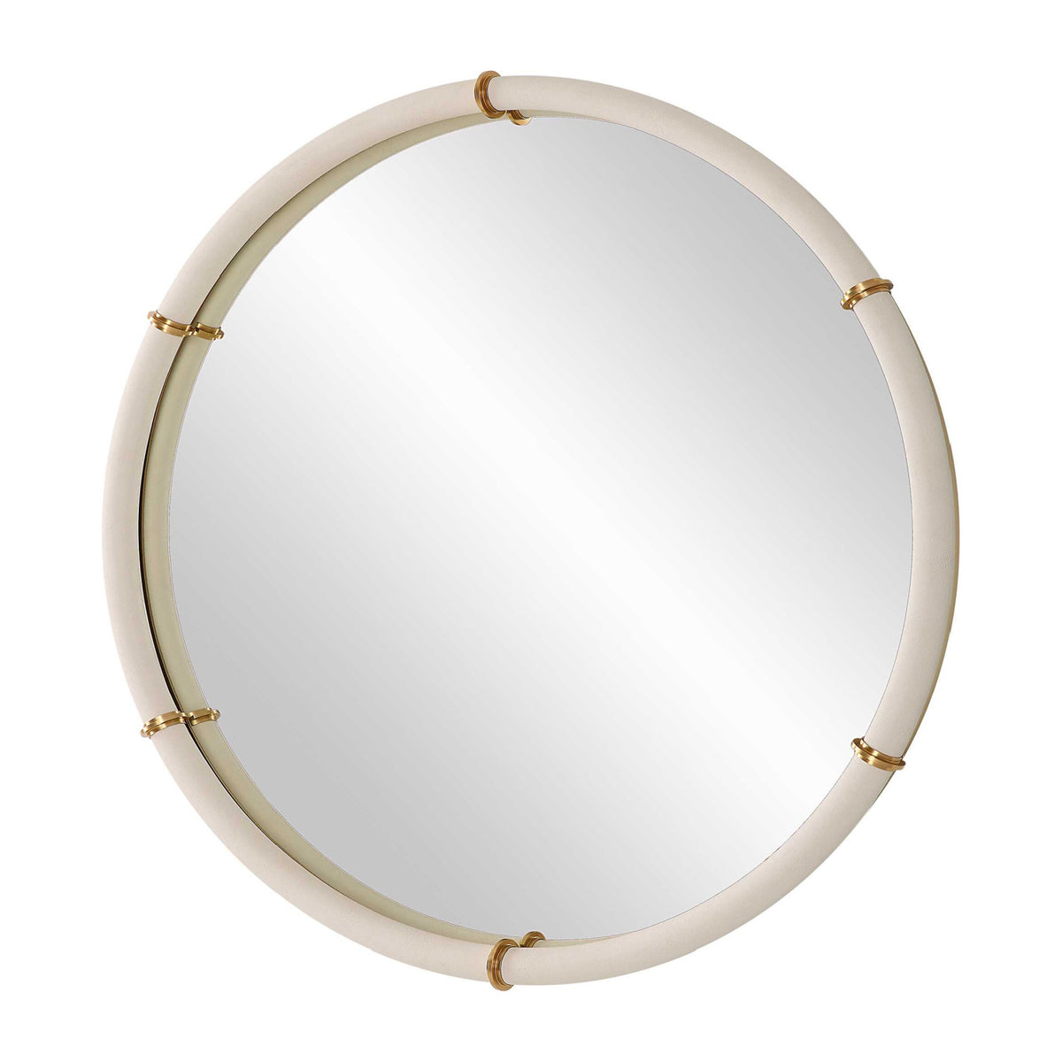 Modern European furniture - White Shagreen Leather Mirror - www.oroa.com