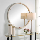 Modern European furniture - White Shagreen Leather Mirror - www.oroa.com