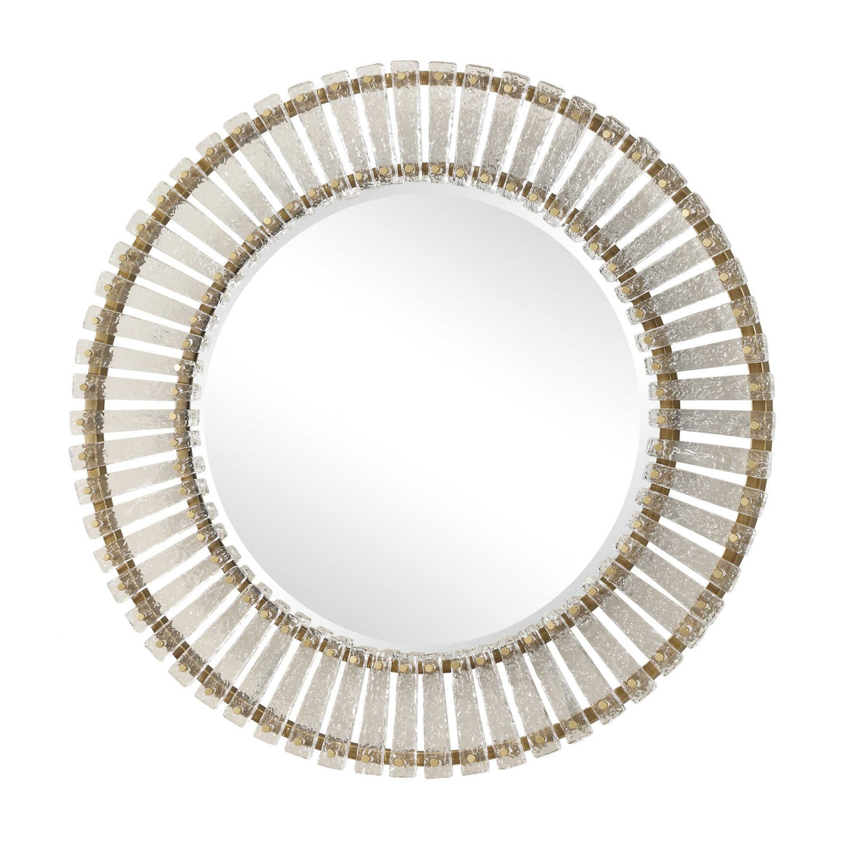 Modern European furniture - Textured Glass Round Mirror - www.oroa.com