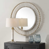 Modern European furniture - Textured Glass Round Mirror - www.oroa.com