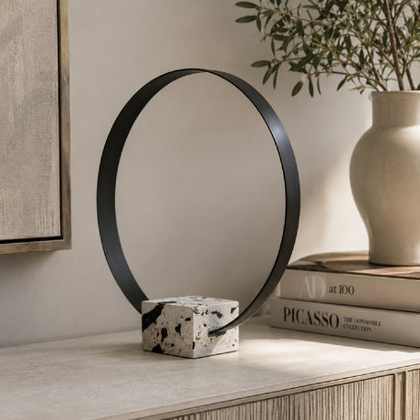 Modern European furniture - Black Circular Metal Sculpture - www.oroa.com