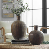 Modern European furniture - Terracotta Striped Vases (2) - www.oroa.com