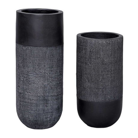 Modern European furniture - Black Terracotta Fabric Vases (2) - www.oroa.com
