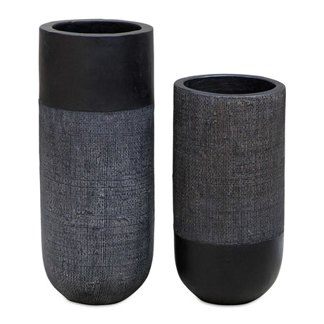 Modern European furniture - Black Terracotta Fabric Vases (2) - www.oroa.com