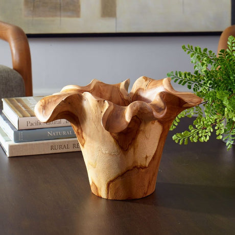 Modern European furniture - Teak Wavy Indoor/Outdoor Bowl - www.oroa.com