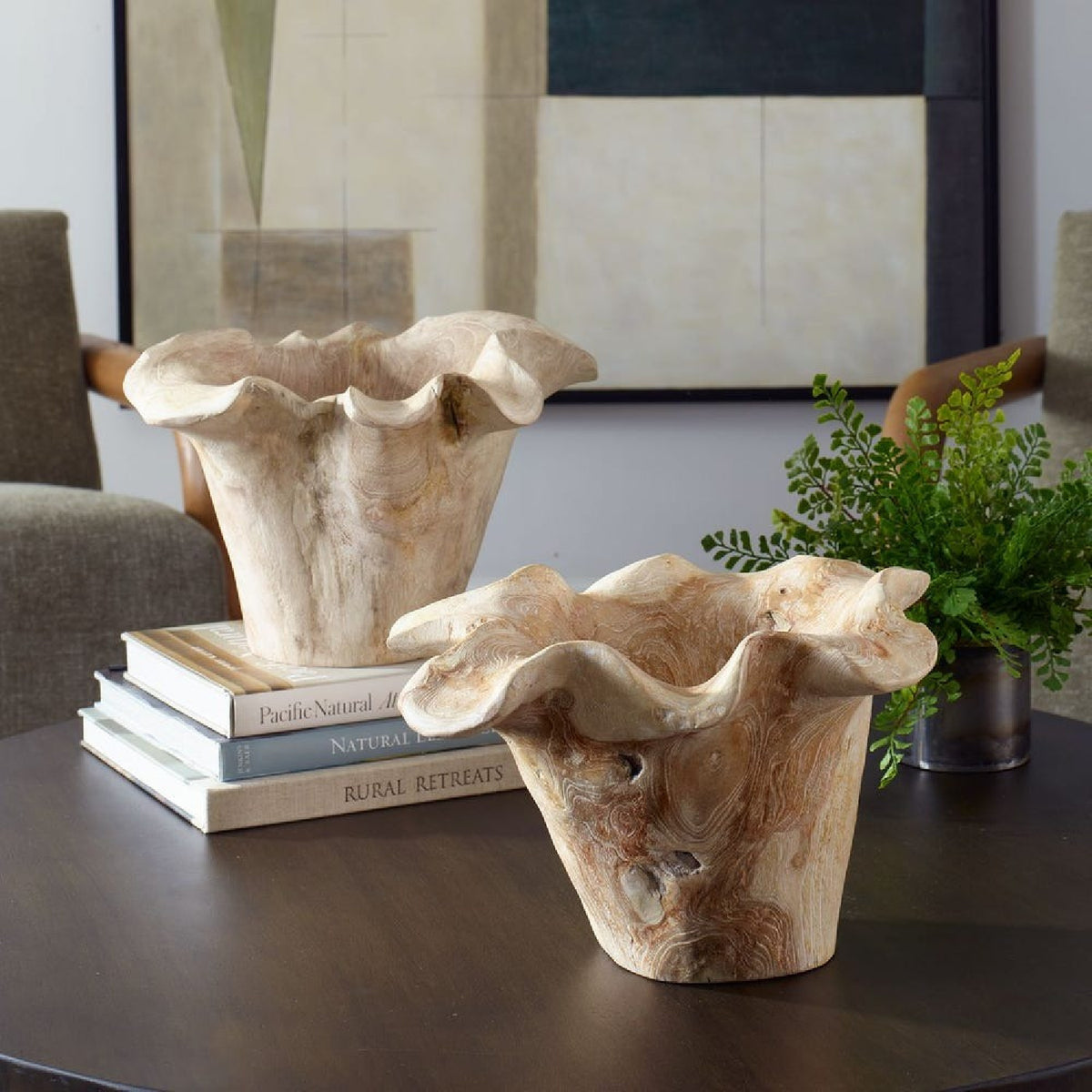 Modern European furniture - Teak Wavy Indoor/Outdoor Bowl - www.oroa.com