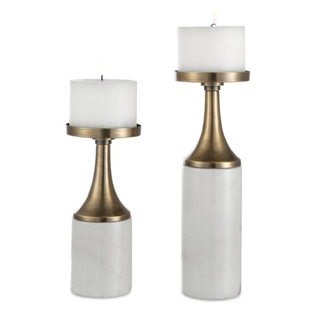 Marble & Brass Candleholders (2) | Uttermost Castiel - www.oroa.com