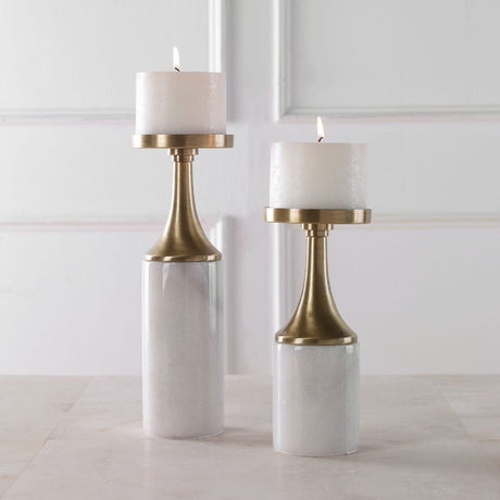 Marble & Brass Candleholders (2) | Uttermost Castiel - www.oroa.com