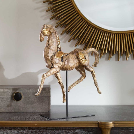 Aged Brown Horse Sculpture | Uttermost Caballo Dorado - www.oroa.com