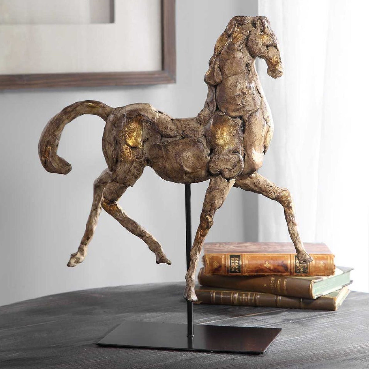 Aged Brown Horse Sculpture | Uttermost Caballo Dorado - www.oroa.com