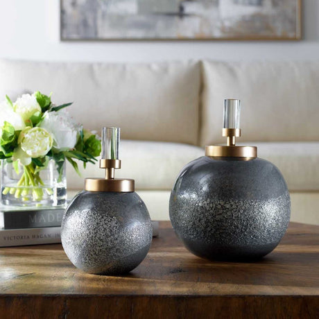 Iridescent Blue-Gray Glass Bottles (2) | Uttermost Cessair -  www.oroa.com